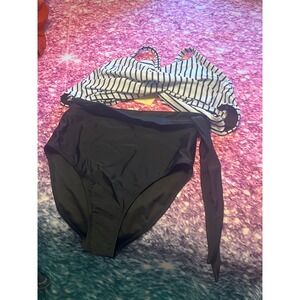 Dokotoo Striped Swimsuit High Waist Bikini Set, New Women's Size S‎